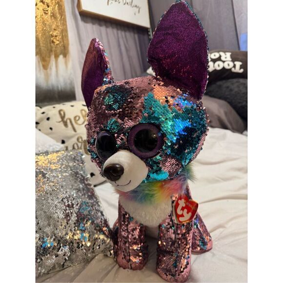 TY Flippables Sequin Plush - YAPPY the Chihuahua Dog (LARGE Size - 17 inch) guc - Picture 5 of 12